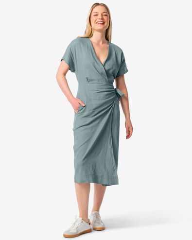 robe portefeuille femme Raiza avec lin vert L - 36229273 - HEMA