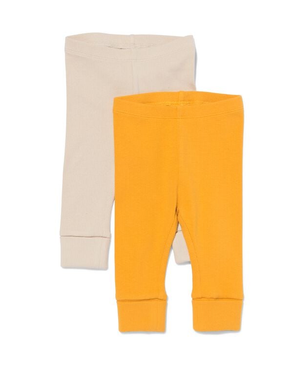 baby meegroei leggings rib - 2 stuks gelb gelb - 33071160YELLOW - HEMA