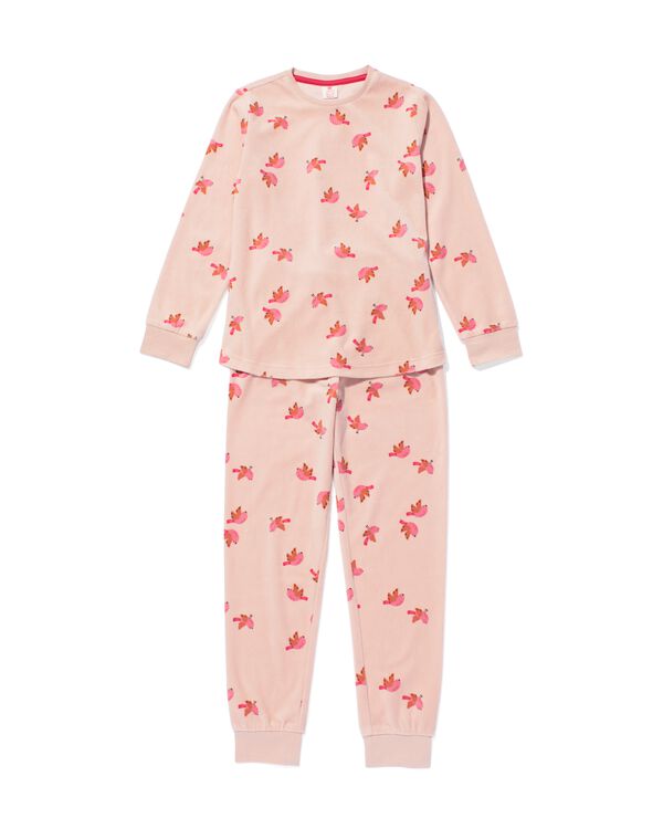 kinderpyjama velours vogel roze - 23070540PINK - HEMA