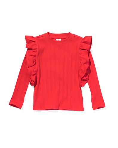 kinder t-shirt rib met ruffel rood rood - 30875205RED - HEMA