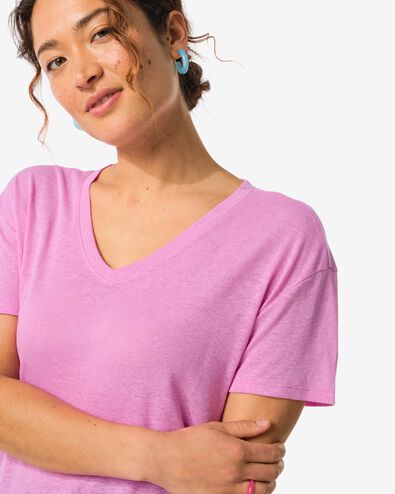 Damen-T-Shirt Evie, mit Leinenanteil rosa rosa - 36263750PINK - HEMA