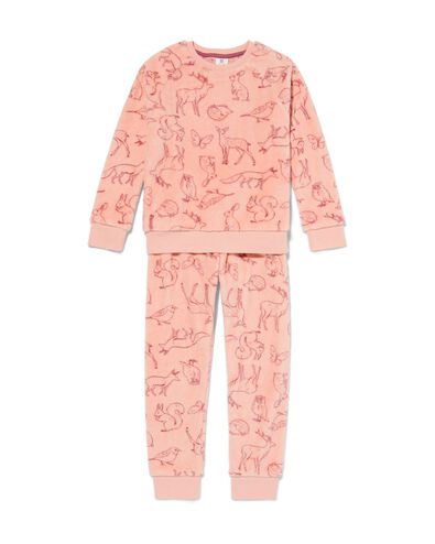 pyjama enfant polaire forêt rose pâle 110/116 - 23070382 - HEMA