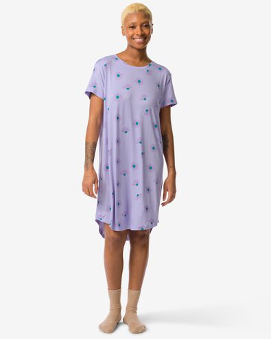 Damen-Nachthemd, Mikrofaser lila S - 23490471 - HEMA