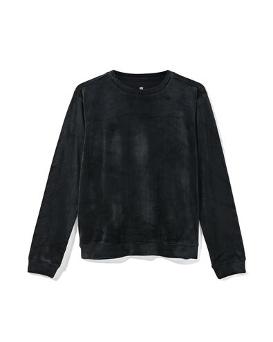 dames loungesweater velours zwart S - 23460276 - HEMA