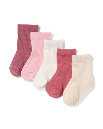 5 Paar Baby-Socken mit Baumwolle rosa 0-6 m - 4770341 - HEMA