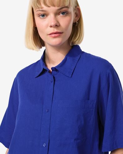 damesblouse Lizzy met linnen blauw S - 36299371 - HEMA