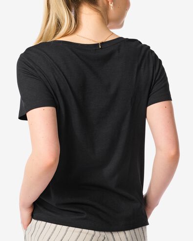 Damen-T-Shirt mit Bambus schwarz M - 36321382 - HEMA