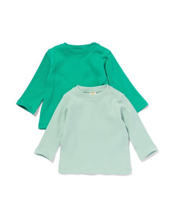 baby shirts rib - 2 stuks groen groen - 33119870GREEN - HEMA