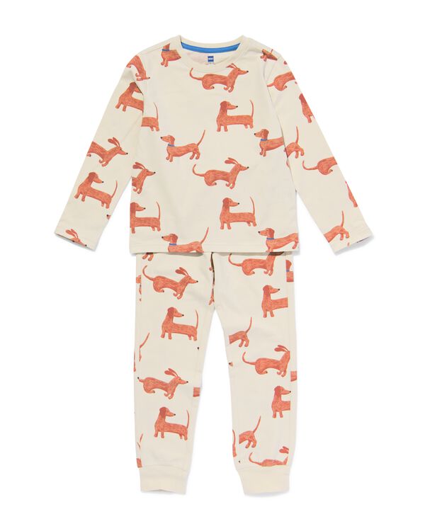 kinderpyjama stretch katoen hond beige beige - 23030740BEIGE - HEMA