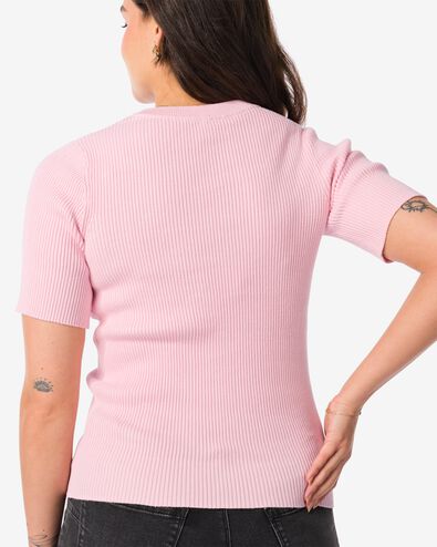 pull côtelé pour femmes rose pâle S - 36270561 - HEMA