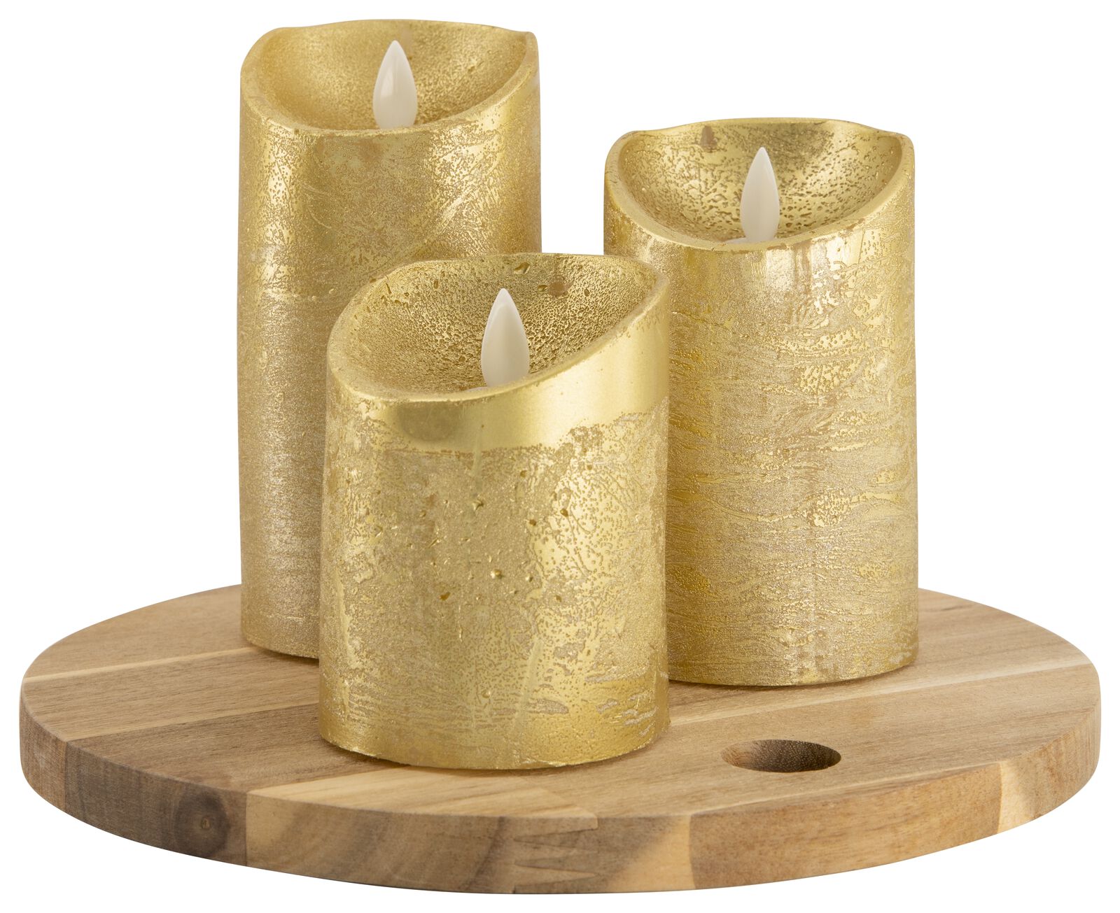 Bougies dorées LED Stump rib d07*10 centimètres ex.AAA, Par 6 pièces, Commandez en ligne maintenant 