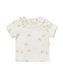 t-shirt nouveau-né côte fleurs blanc cassé 74 - 33499815 - HEMA