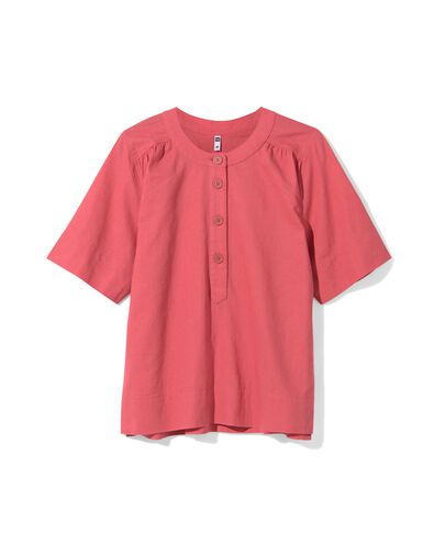 Damen-T-Shirt Koa, mit Leinenanteil rot L - 36208873 - HEMA