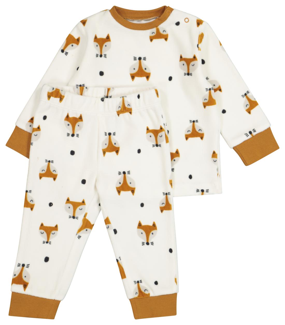 Pyjama Bebe Velours Renards Blanc Casse Hema